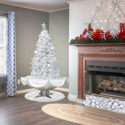  Northlight Lighted Musical Snowing Artificial White Tinsel Christmas Tree - 6' - White LED Lights
