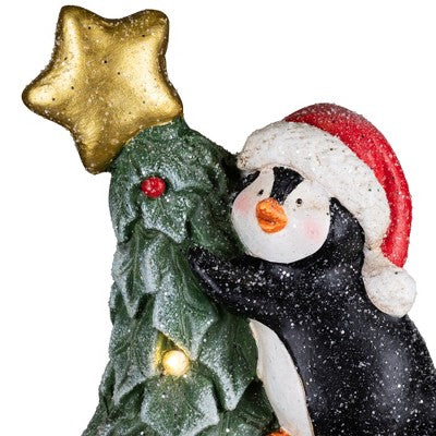  Northlight Lighted Gnome With Penguins Christmas Decoration -17" - Clear LED Lights