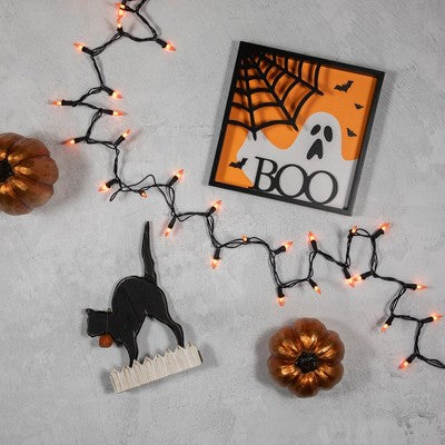  Northlight Mini Christmas Light Set - Orange - 20.25' Black Wire - 100ct