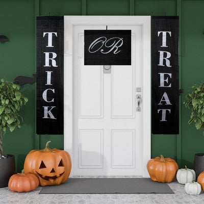  Northlight Trick Or Treat Outdoor Halloween Banners - 19.25" - Black And White - Set Of 3