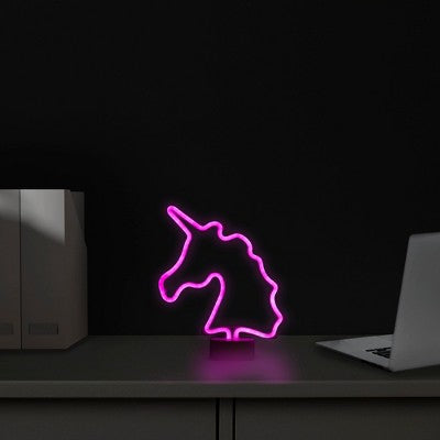  Northlight 11" Battery Operated Neon Style LED Unicorn Table Light - Pink
