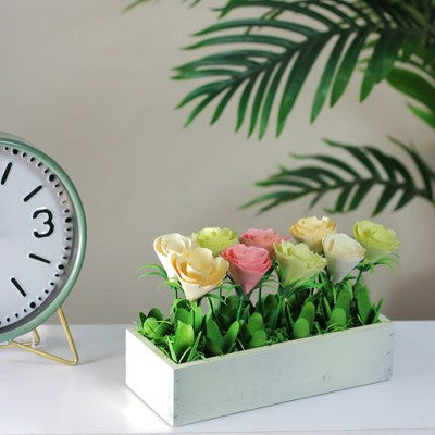  Northlight 9.5" White/Pink Artificial Flowers In Spring Planter