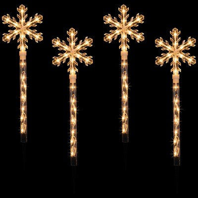  Northlight Lighted Snowflakes Christmas Outdoor Pathway Markers - 27" - Set Of 4
