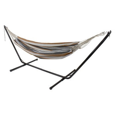  Northlight 73" X 58.5" Striped Double Brazilian Hammock - Brown/White