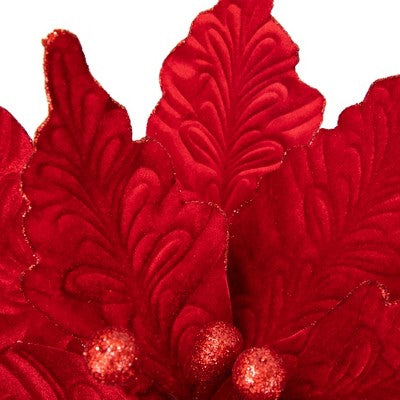  Northlight 24" Glittered Red Poinsettia Christmas Stem Spray