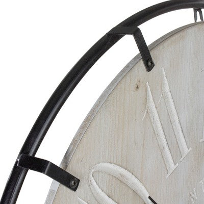  Northlight 23.5" Black Metal And Wood Country Rustic Round Wall Clock