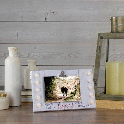  Northlight LED Lighted "My Heart Lives In Heaven" Canvas With Photo Clip 10.25"