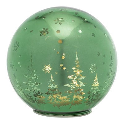  Northlight LED Lighted Pine Trees And Snowflakes Glass Globe Christmas Decoration - 6"