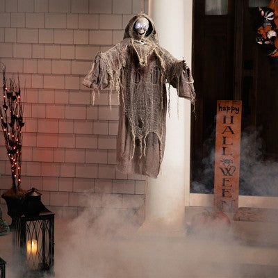  Northlight 36" Prelit Touch Activated Death Reaper Hanging Halloween Decoration - White/Gray