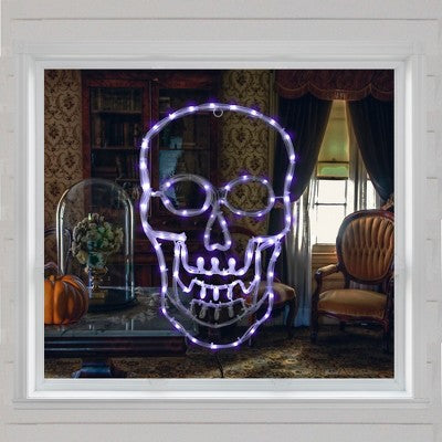  Northlight LED Lighted 4 Function Skull Halloween Window Decoration - 18"