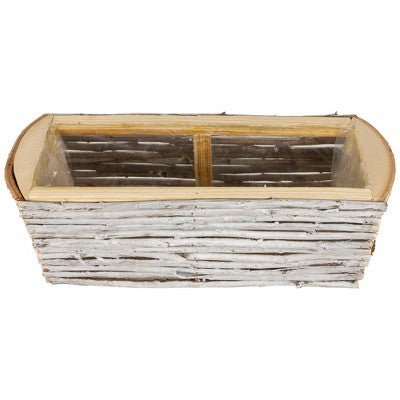  Northlight Wooden Log And Twig Flower Box Planters - 11.75" - Set Of 2