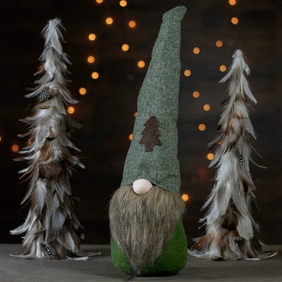  Northlight Forest Tree Chevron Hat Gnome Head Christmas Decoration - 21" - Green And Brown