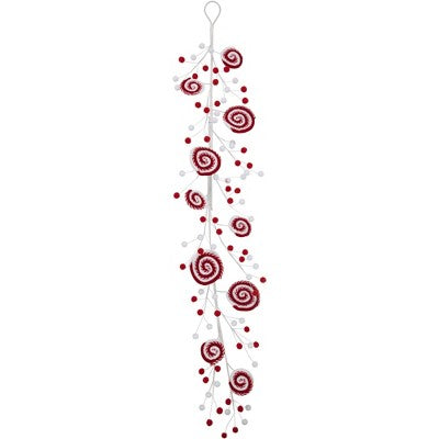  Northlight 30" Candy Cane Swirls And Pom Poms Christmas Garland