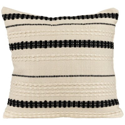  Northlight 20" White And Black Handloom Woven Outdoor Square Throw Pillow