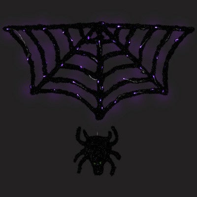  Northlight Lighted Spider And Web Halloween Decoration - 36" - Black - Purple LED Lights