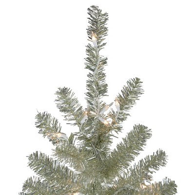  Northlight 9' Pre-Lit Artificial Christmas Tree Metallic Sheer Champagne Tinsel - Clear Lights