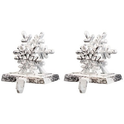  Northlight Double Snowflake Christmas Stocking Holders - 4.75" - Silver - Set Of 2