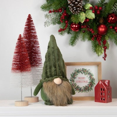  Northlight 12" Green Plush Christmas Gnome Decoration