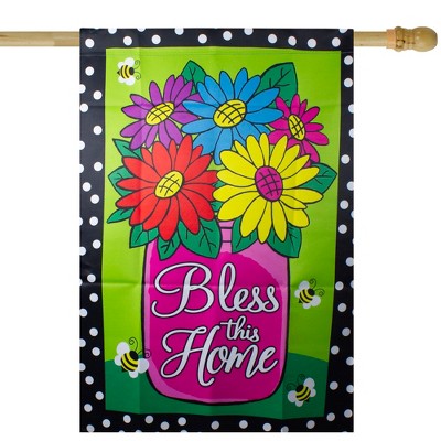  Northlight Bless This Home Bouquet With Vase Outdoor House Flag 28" X 40"