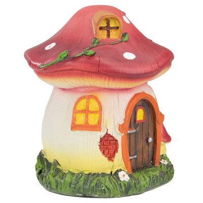  Northlight 6.25" Red Mushroom House Outdoor Garden Statue
