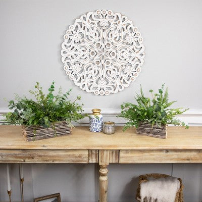  Northlight Wooden Log And Twig Flower Box Planters - 11.75" - Set Of 2