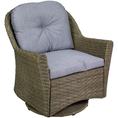  Northlight 34" Gray Resin Wicker Deep Seated Glider Chair With Gray Cushions
