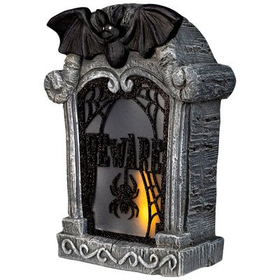  Northlight Lighted Flickering Beware Gravestone Halloween Decoration - 13.5" - LED Orange Light