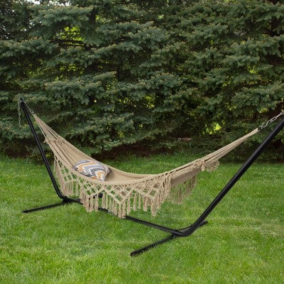  Northlight 31" X 78" Cotton Hammock With Lattice Pattern Tassels - Brown