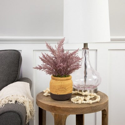 Northlight 12" Artificial Purple Cypress Plant In A Ceramic Pot