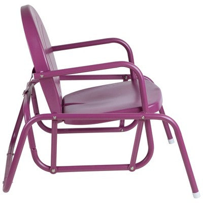  Northlight Outdoor Retro Metal Tulip Glider Patio Chair, Purple