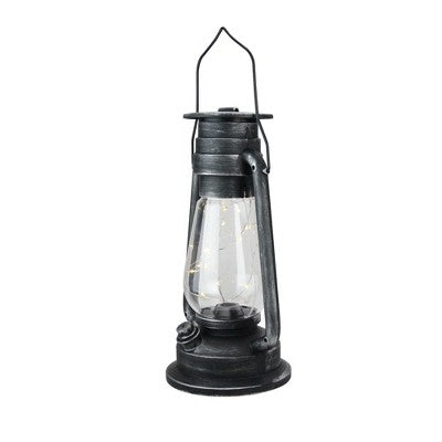  Northlight 12" Silver Brushed Black Traditional Lantern With Micro Lights