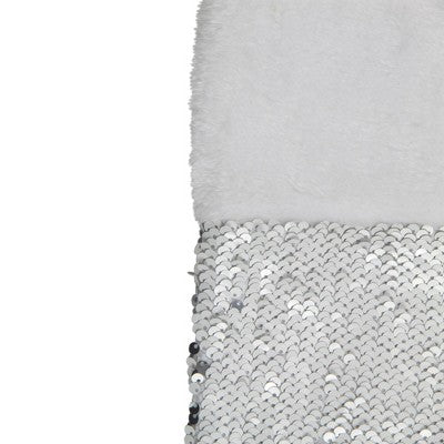  Northlight 19" White And Silver Sequin Christmas Stocking With White Faux Fur Cuff