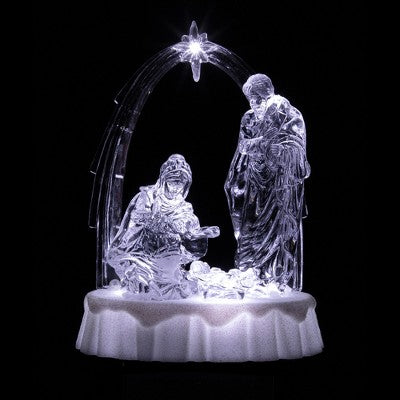 Northlight LED Lighted Musical Icy Crystal Nativity Scene Christmas Decoration - 7"