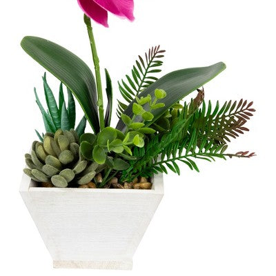  Northlight 12" Orchid With Succulent Artificial Potted Plant - Pink