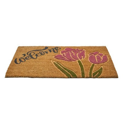  Northlight Natural Coir Floral Rectangular "Welcome" Doormat 18" X 30"