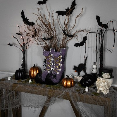  Northlight Ceramic Witch's Boots Halloween Decoration - 15" - Purple
