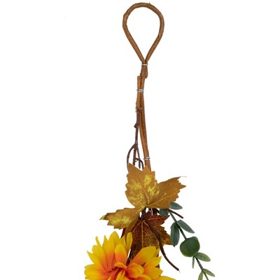  Northlight 5.5' X 6" Autumn Harvest Orange And Yellow Mums With Maple Leaves Garland - Unlit