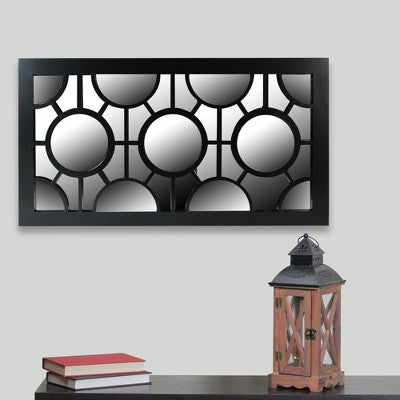  Northlight 25.5" Black Geometric Circles Rectangular Wall Mirror