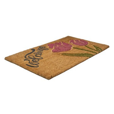  Northlight Natural Coir Floral Rectangular "Welcome" Doormat 18" X 30"