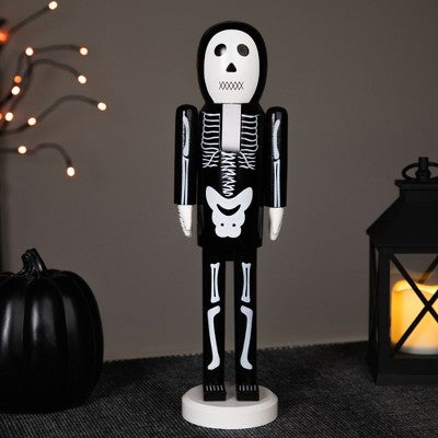  Northlight Skeleton Wooden Halloween Nutcracker - 14" - Black And White