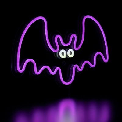 Northlight LED Bat Neon Lighted Halloween Wall Or Window Decoration - 15" - Purple