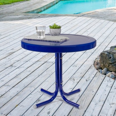  Northlight 22" Outdoor Retro Tulip Side Table, Blue