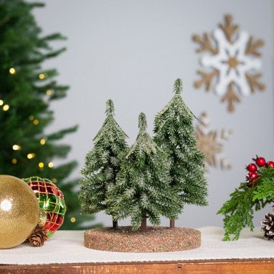  Northlight Icy Downswept Pine Trio Of Trees Christmas Decoration - 8" - Unlit