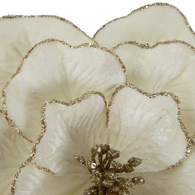  Northlight 24" Glittered Cream Magnolia Christmas Stem Spray