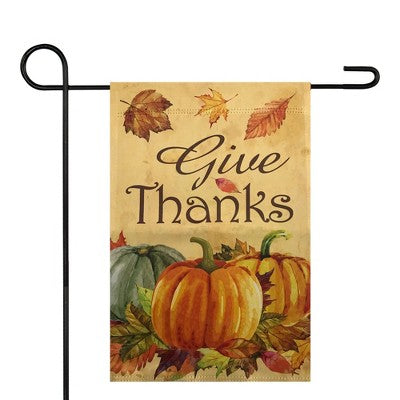  Northlight Orange Pumpkins Give Thanks Autumn Harvest Garden Flag 12.5" X 18"