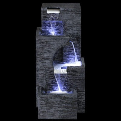  Northlight 32.25" Black And Gray Lighted Three-tier Outdoor Garden Water Fountain