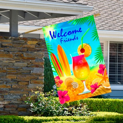  Northlight Tropical Welcome Friends Outdoor House Flag 28" X 40"