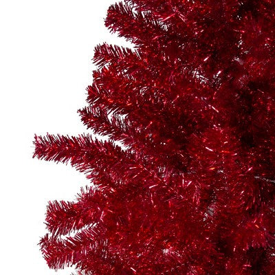  Northlight 6' Metallic Red Tinsel Artificial Christmas Tree - Unlit