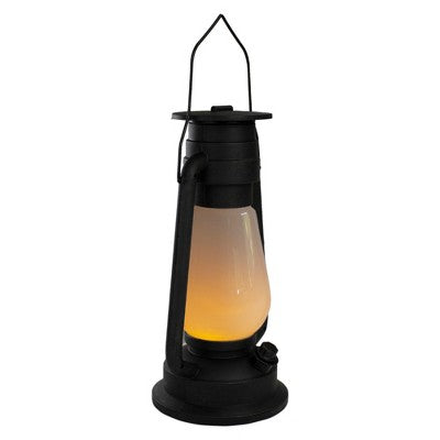  Northlight 12" Black Battery Operated Faux Flame LED Hurricane Lantern