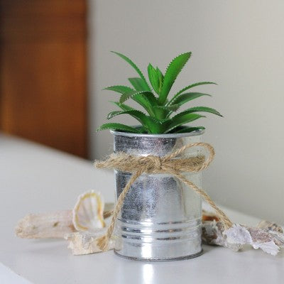  Northlight 6" Tropical Artificial Plant In Tin Planter - Green/Silver